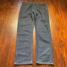 Levis 505 Jeans Mens 36x32 Blue Straight Leg Stretch Cowboy Biker - EUC