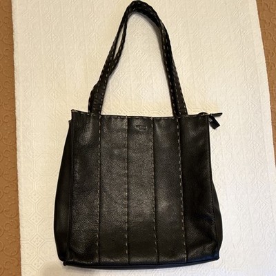 RARE The Sak Elliott Lucca Black Pebbled Leather Tote Bag EUC
