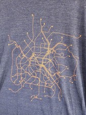 American Apparel Blue Heather Tee with Red Tr...