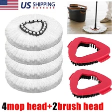 4+2 Replacement Microfiber Mop Head Easy Clean Wring Refill For 1Tank Spin Mop