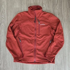 Eddie Bauer Mens Waterproof Rain Jacket Small Red Zip Mock Neck Pocket