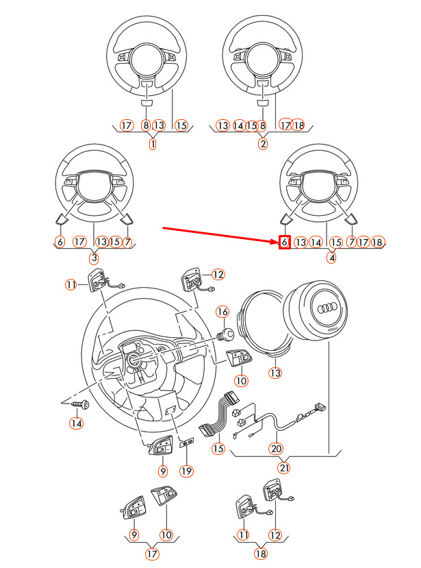Couvre volant inférieur gauche pour Audi A6 4G C7 4H0419673Binz