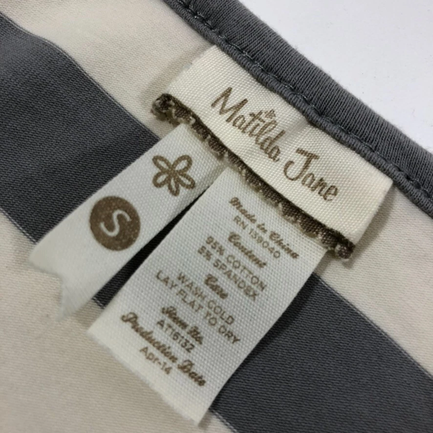 Camiseta Matilda Jane Gris Blanco Rugby Rayas Manga Larga Para Mujer Pequeña S Foto 3 de 3