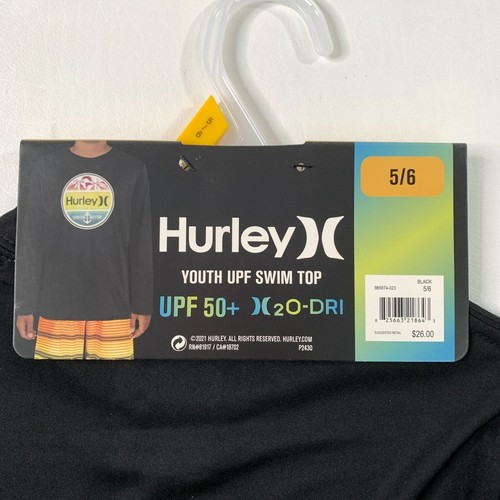 Hurley Girls Youth Shirt 5/6 Swim Stretch UPF Sunshirt Rash Guard Black Size 5/6 - Picture 3 of 7