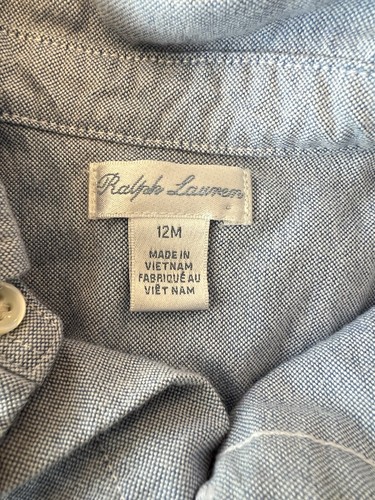 Ralph Lauren Niño Pequeño Niño Camisa Azul Manga Larga Bordada Poni Talla 12M Bebé - Imagen 5 de 18
