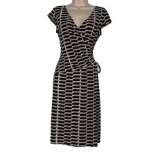 Evan-Picone Dress Women's Size 8 Short Sleeve Knee Length Ruched A-Line Stretch