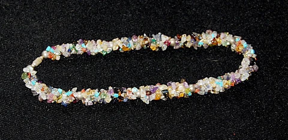 Collana, girocollo • Pietre dure multicolore • Vintage - Immagine 3 di 4