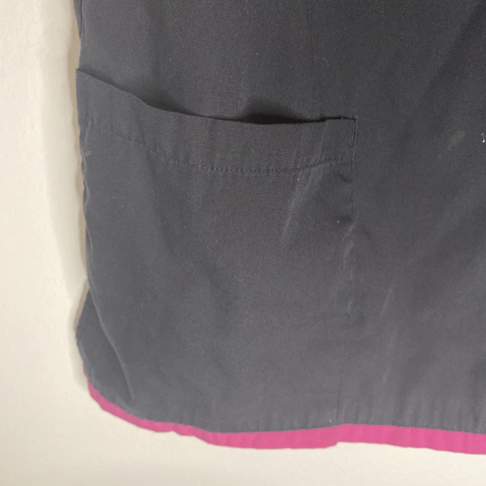 Natural Uniforms Scrub Top Medical Uniform Black Pink V Neck XS - Image 3 of 4