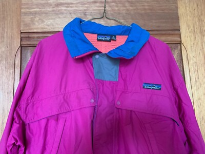 Vintage Patagonia Unisex 1/4 Zip Snap Anorak Jacket Blue Pink