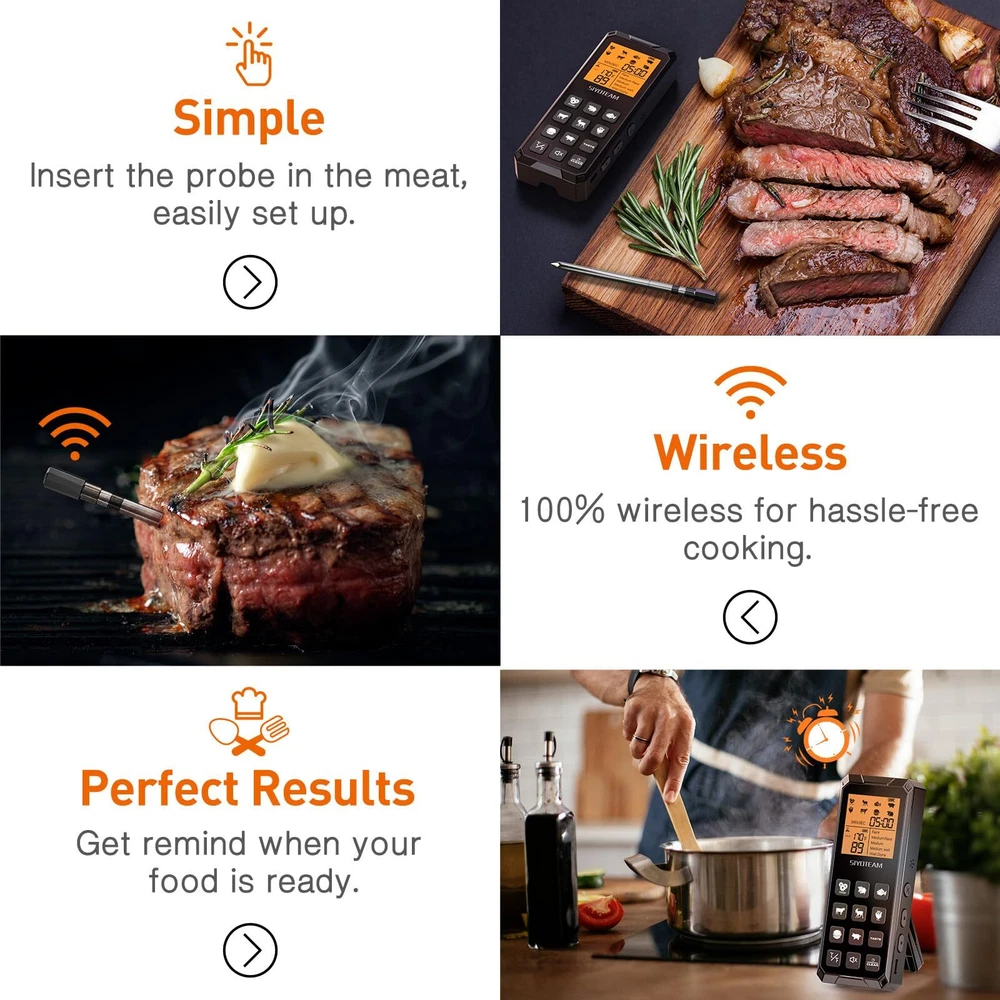 Wireless Meat Thermometer Digital Meat Thermometer Wireless For Grilling And Smo