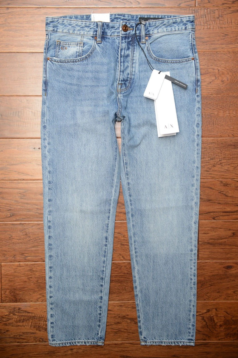 Armani Exchange A|X J24 Men Button Fly Tapered Fit Med Blue 100
