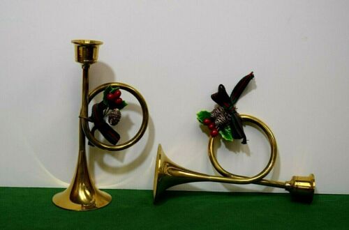 Enesco A Christmas Tradition - "Brass Trumpet Candle Sticker" In original box.