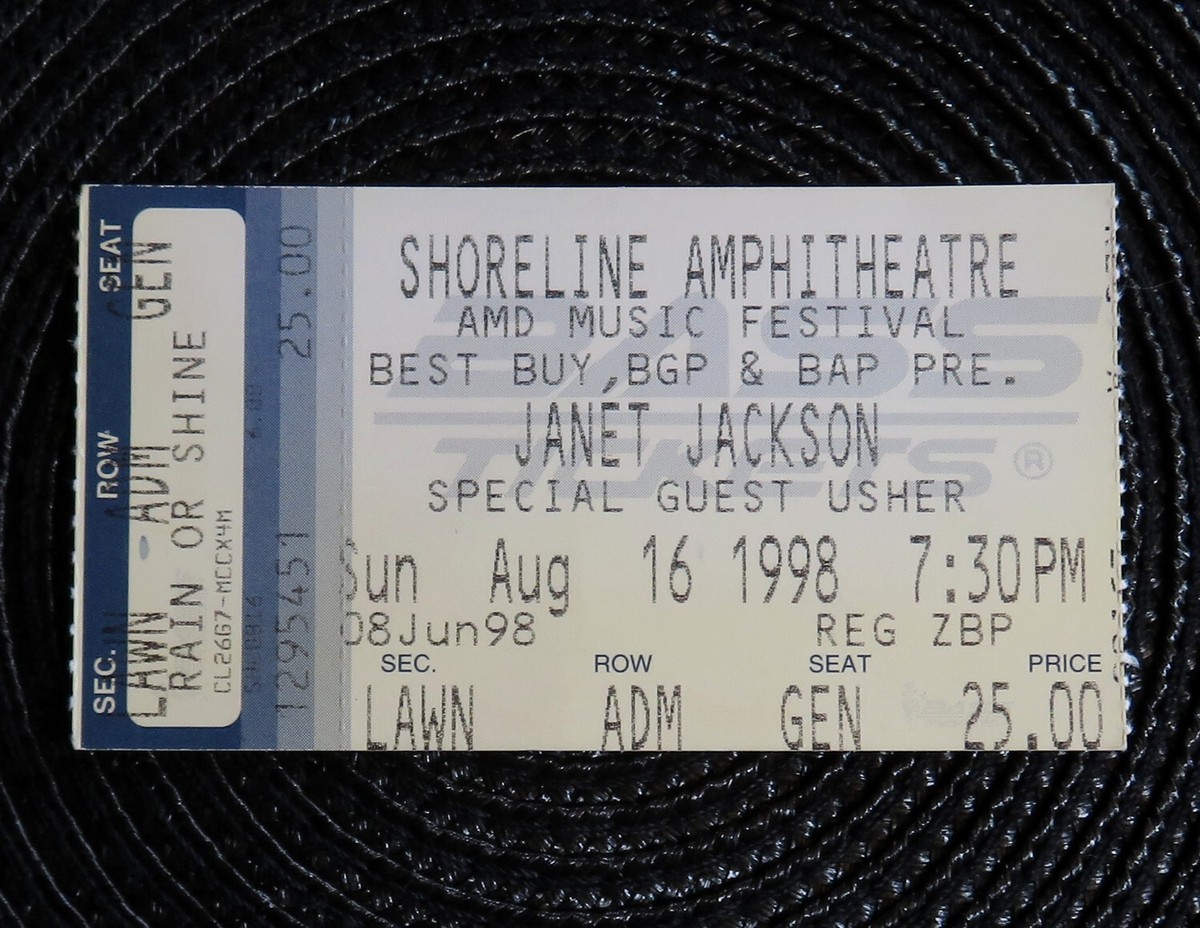 Janet Jackson Concert Ticket Stub August 16 1998 Shoreline 