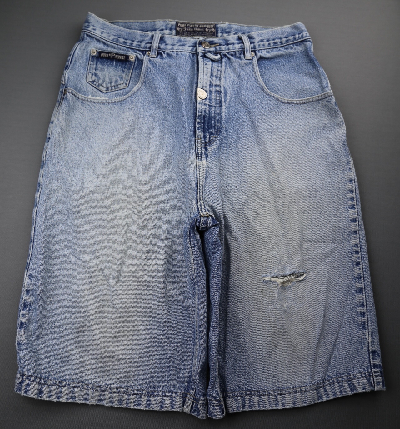 Vintage 1990's Men's Pure Playaz Jean Shorts Bagg… - image 1