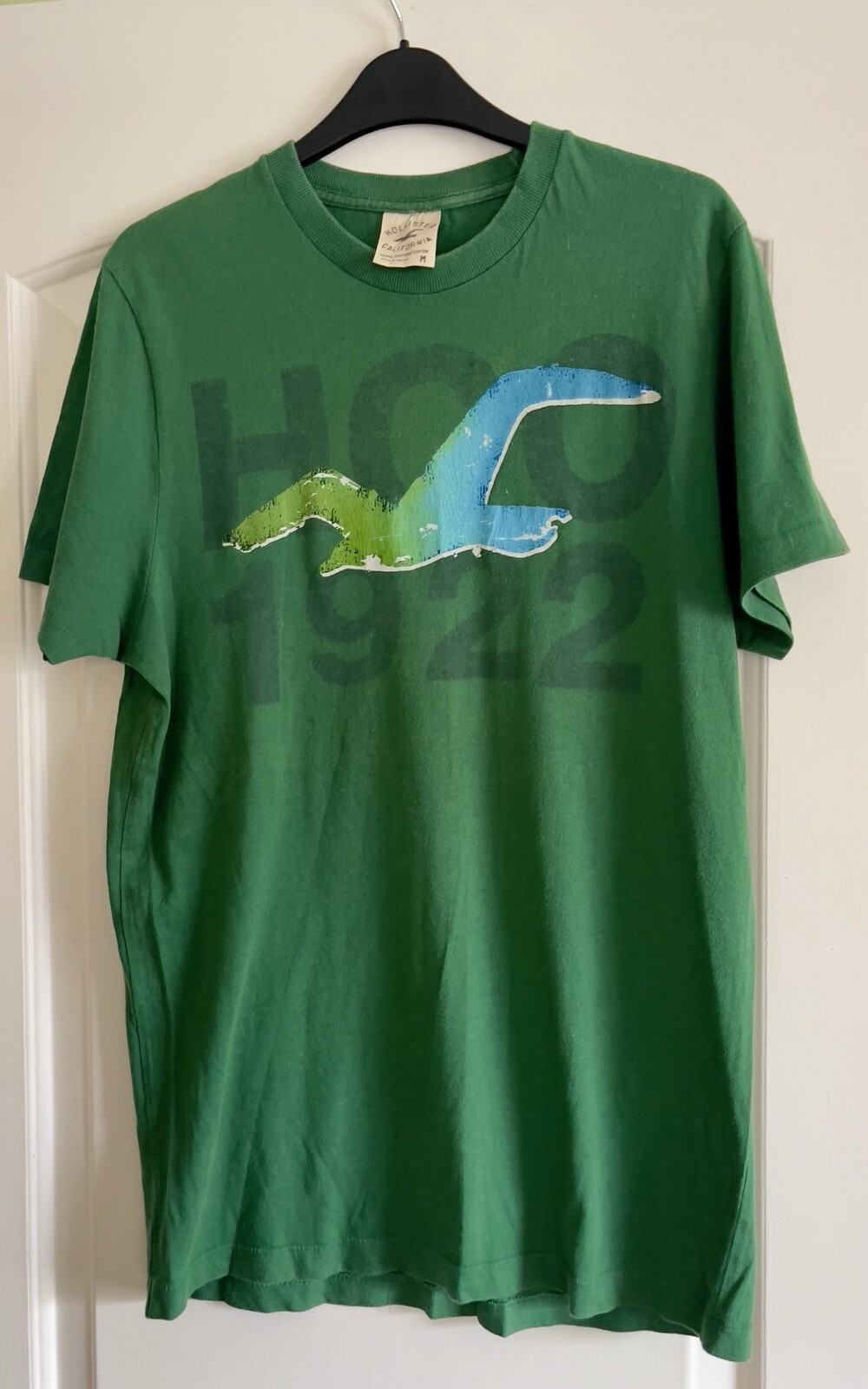 MENS GREEN HOLLISTER T-SHIRT-SIZE M-LARGE