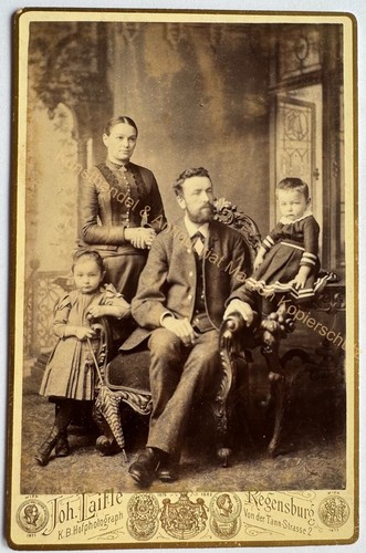 orig. KAB Kabinett Foto Fotografie Bild alt Mode um 1880 Regensburg Familie
