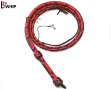 Indy Style Bull whip 6 Feet, 8 Feet and 16 Strands Leather Bullwhip Red Black