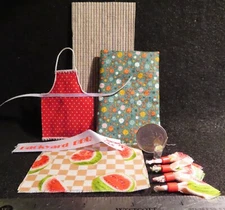 Apron Red Kitchen Glass Lemon Straw Tablecloth Placemat 1:12 Mini Creative 9760