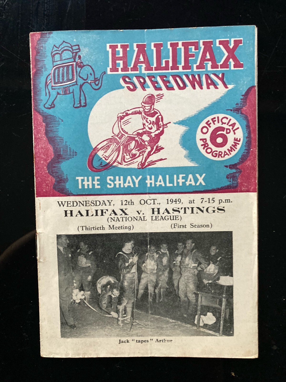 HALIFAX V HASTINGS SPEEDWAY PROGRAMME 12/10/1949 eBay