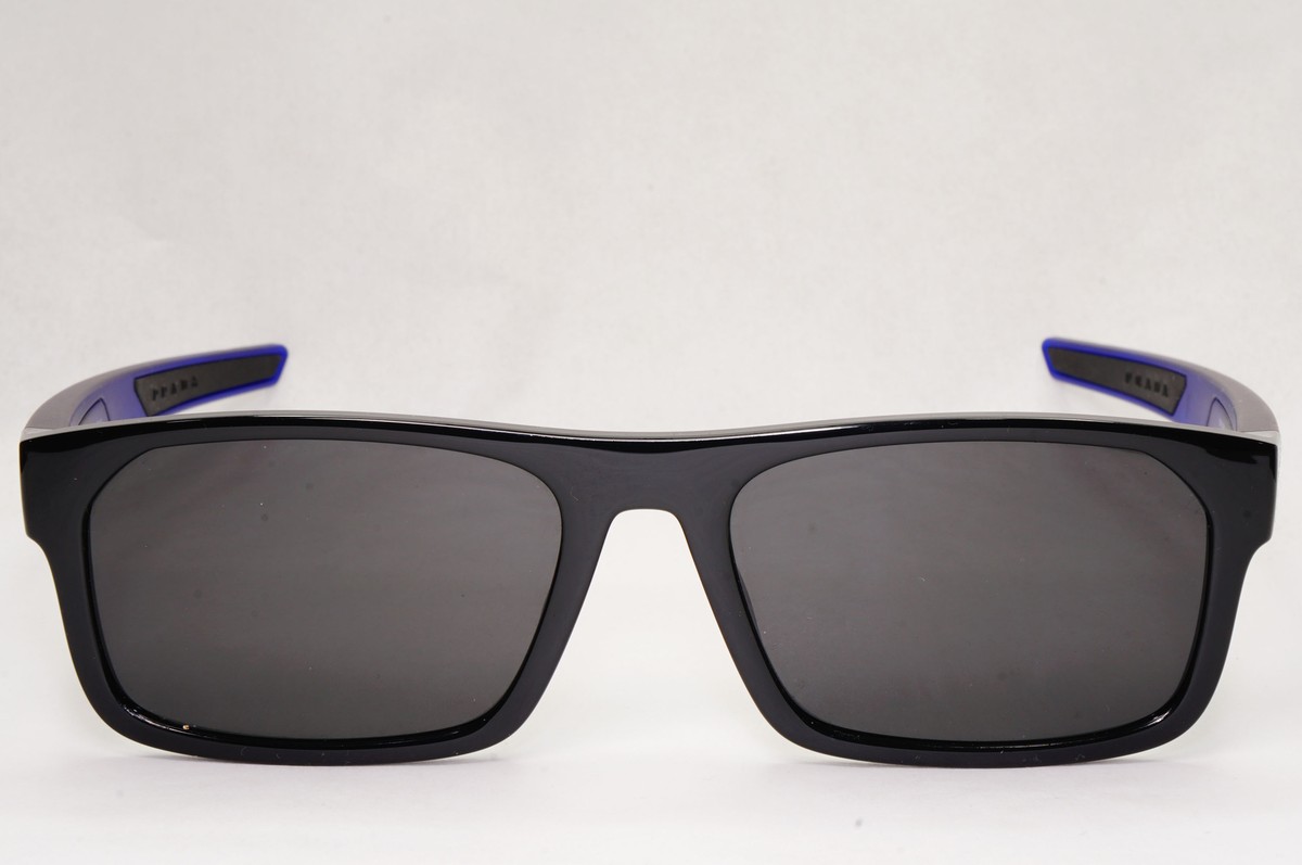 Prada Sunglasses Black Blue Square Red Stripe PS08OV VPS 08O 15C