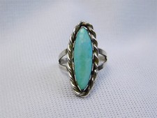 Vtg Navajo Native American Silver Ring Turquoise Size 5