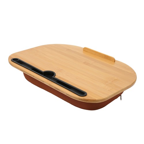 Escritorio para computadora portátil de madera de bambú para computadora portátil de hasta 15,6 pulgadas con almohada ajuste de cushi - Imagen 20 de 24