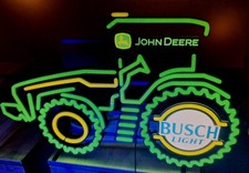 John Deere Tractor Busch Light Beer Sign Authentic Real Sign With Box Dimmer