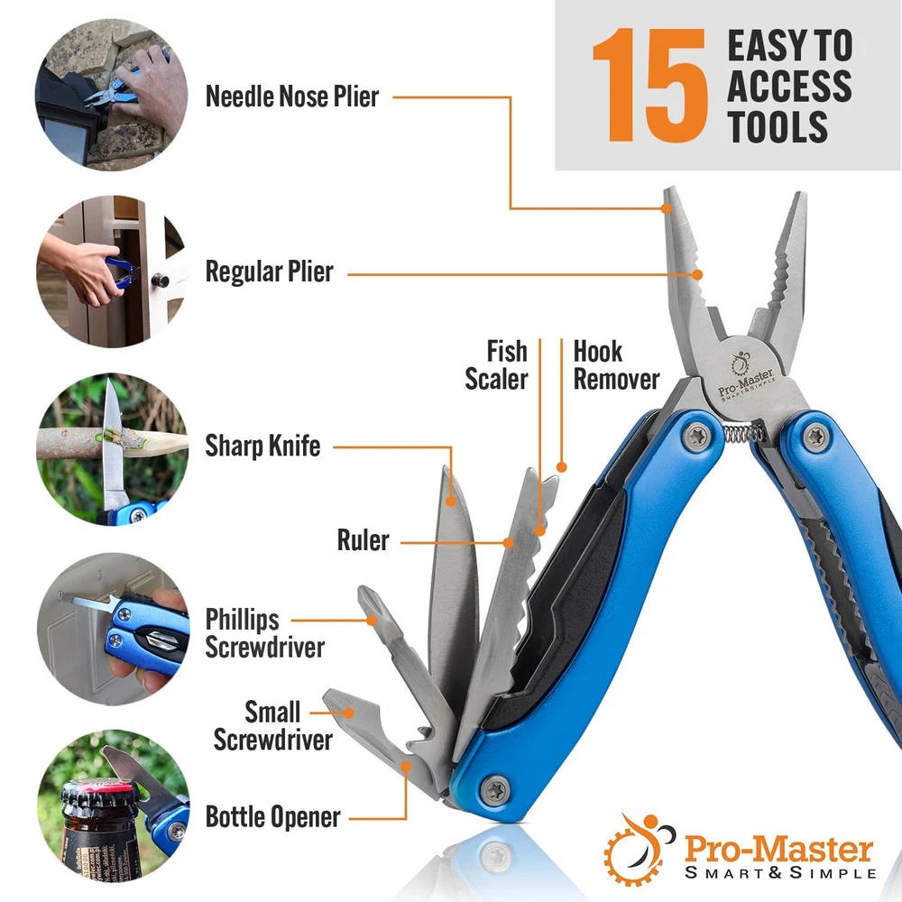 Multi Tool Pocket Knife Set 15 in 1 - The Ultimate Christmas Gift for Men! Pr...