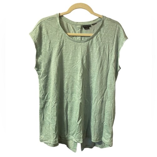 TAHARI BUTTON BACK LINEN TEE WOMEN'S SIZE MEDIUM