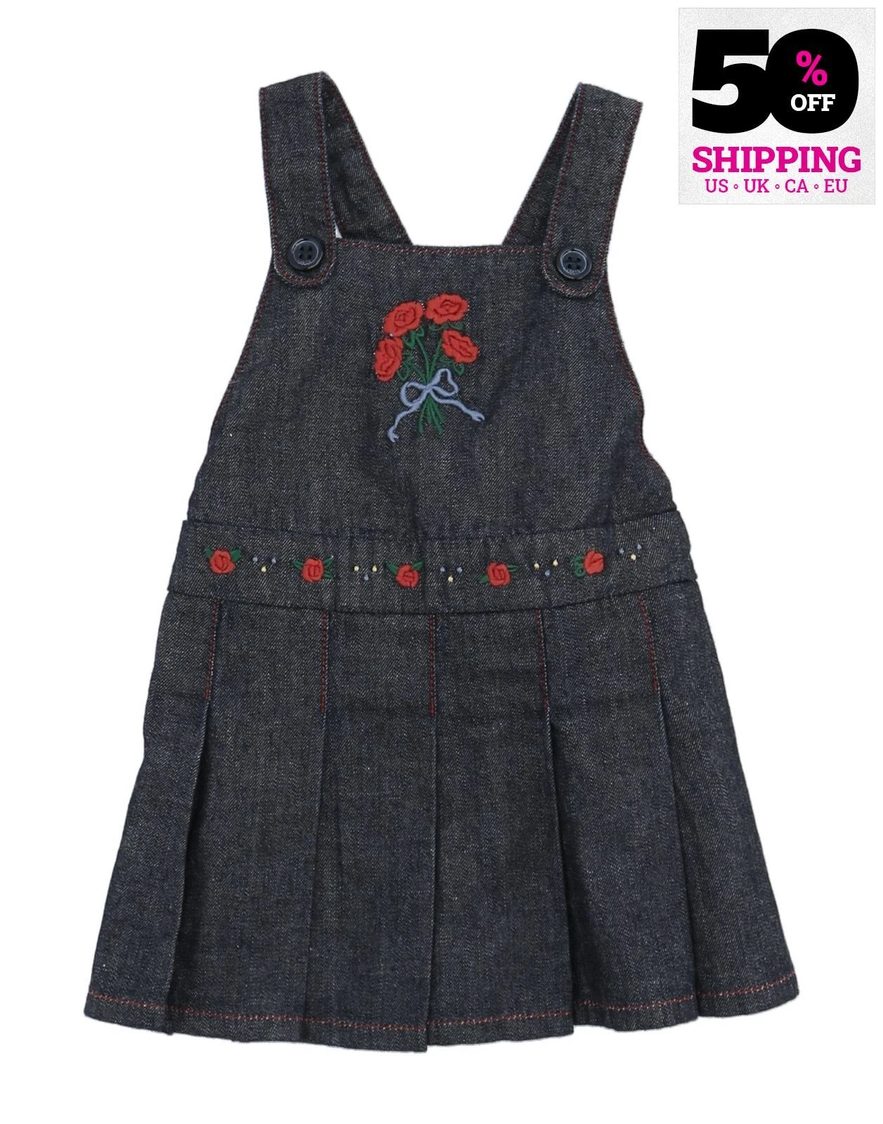 PRIX CONSEILLÉ GUCCI Baby Denim Pinafore 24M brodé plissé croisé dos
