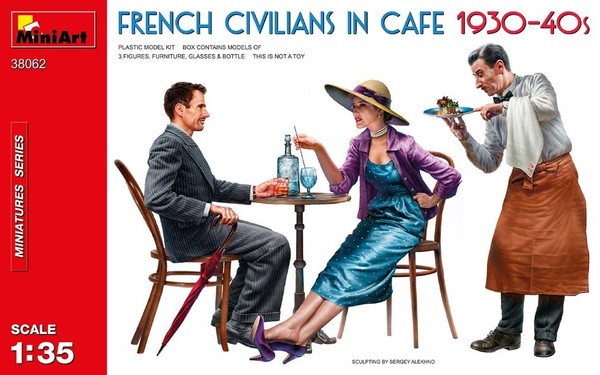 Miniart 1/35 Modellbausatz Dioramen French Civilians In Cafe 1930 40S Modellino-image