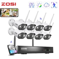 ZOSI 8CH NVR 3MP WiFi Security Camera System WiFi Outdoor IP 2 Way Audio