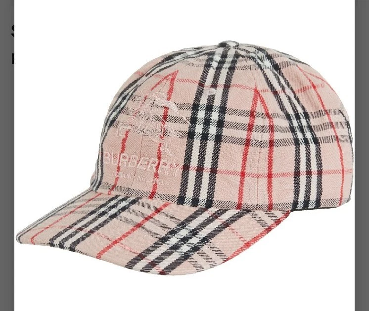 SUPREME x Burberry Pink Denim 6 Panel Baseball Cap Hat SS'22