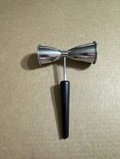 Vintage Double Cocktail Jigger Black Bakelite Handle Bartender Utensil Tool OF5