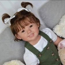 28'' Reborn Baby Doll Finished Toddler Cammi Girl Rooted Hair Cloth Body Gift