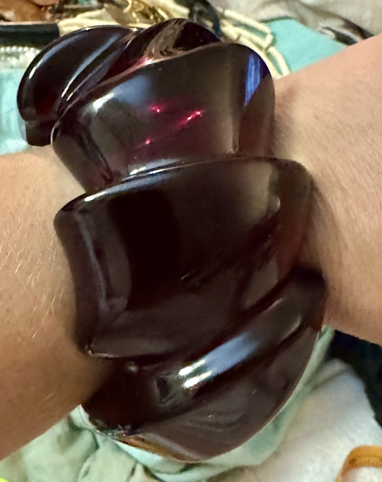 Important Vtg Monies Statement Cuff Bracelet Resi… - image 1