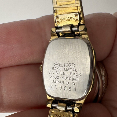 Vintage Seiko Quartz Watch Gold Tone New Battery Works 7D0684 DISTRESSED 6.75" - Picture 21 of 24
