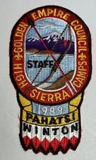 1989 High Sierra Camp California Staff   Boy Scout Camp Patch TT9