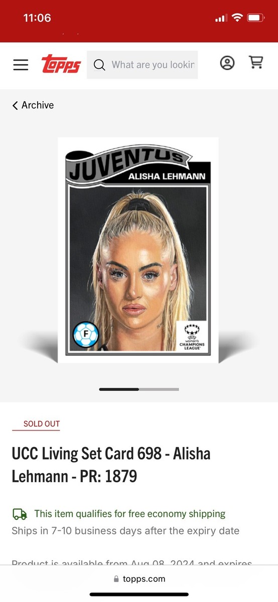 Alisha Lehmann 2024 Topps Now Living Set UEFA UCC Women's