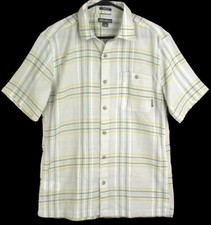 Eddie Bauer Men's Green Plaid Button-down Short Sleeve Shirt Size M