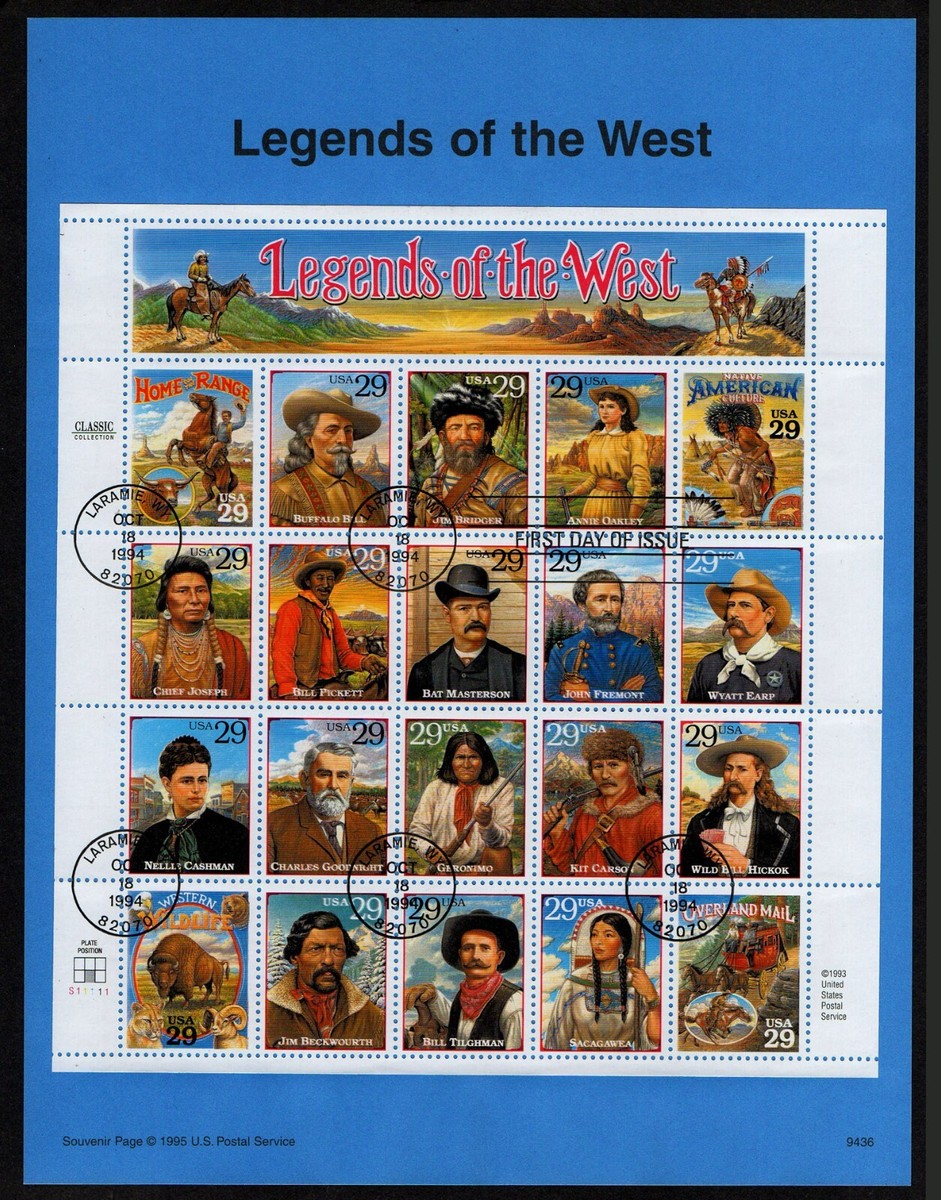 USA, SCOTT # 2869, SOUVENIR PAGE YEAR 1994 LEGENDS OF THE