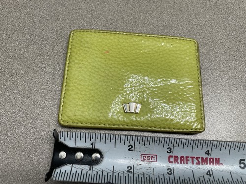 Henri Bendel Wallet Credit Business Card Holder Bright Green Slim Minimalist - Picture 6 of 7