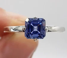 3.00 Ct Certified Asscher Shape Natural Blue Diamond VVS1 Engagement Ring
