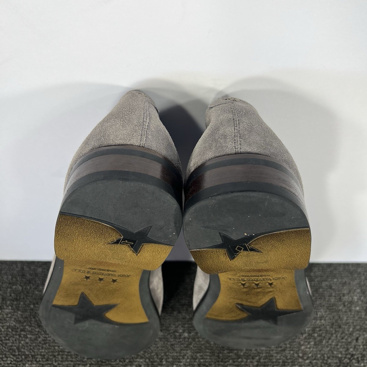 John Varvatos Gray Suede Leather Cap Toe Oxford Dress Shoes 