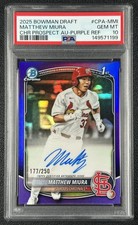 MATTHEW MIURA PSA 10 2025 BOWMAN DRAFT CHROME 1ST AUTO PURPLE REFRACTOR 177/250