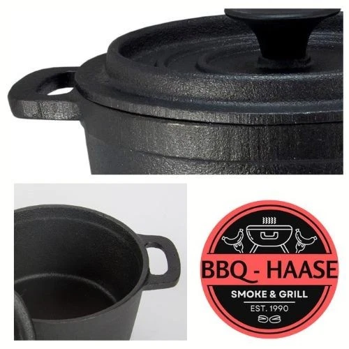 Gusseisen Topf mit Deckel 20 cm - Grilltopf Eisentopf Kochtopf Schmortopf Bräter - Bild 2 von 4