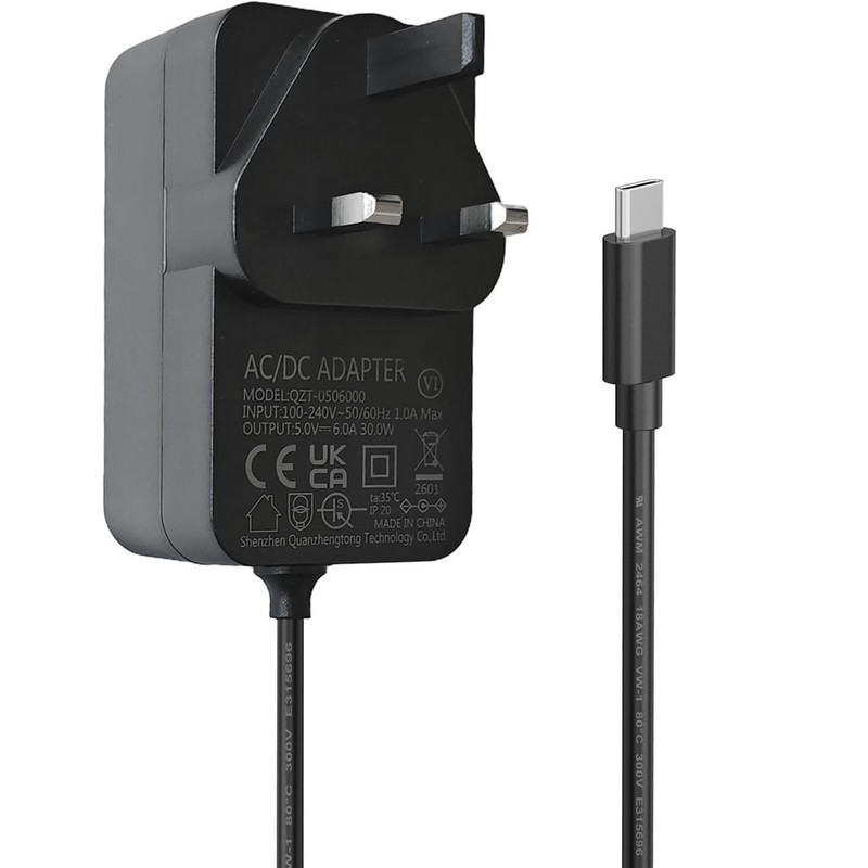 USB-C 5V 6A Power Supply for Raspberry Pi 5 27W 30W 5A Type C PSU Cable UK Plug