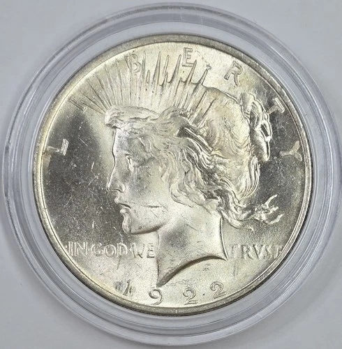 1922 P 90% Silver Peace Dollar in a Capsule MS+