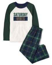 boys Long Sleeve Top and Pants 2 Piece Pajama Set, Plaid Saturday Vibes, XX-L...