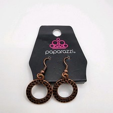 Paparazzi Hammered Metal Hoop Gold Tone Dangl...